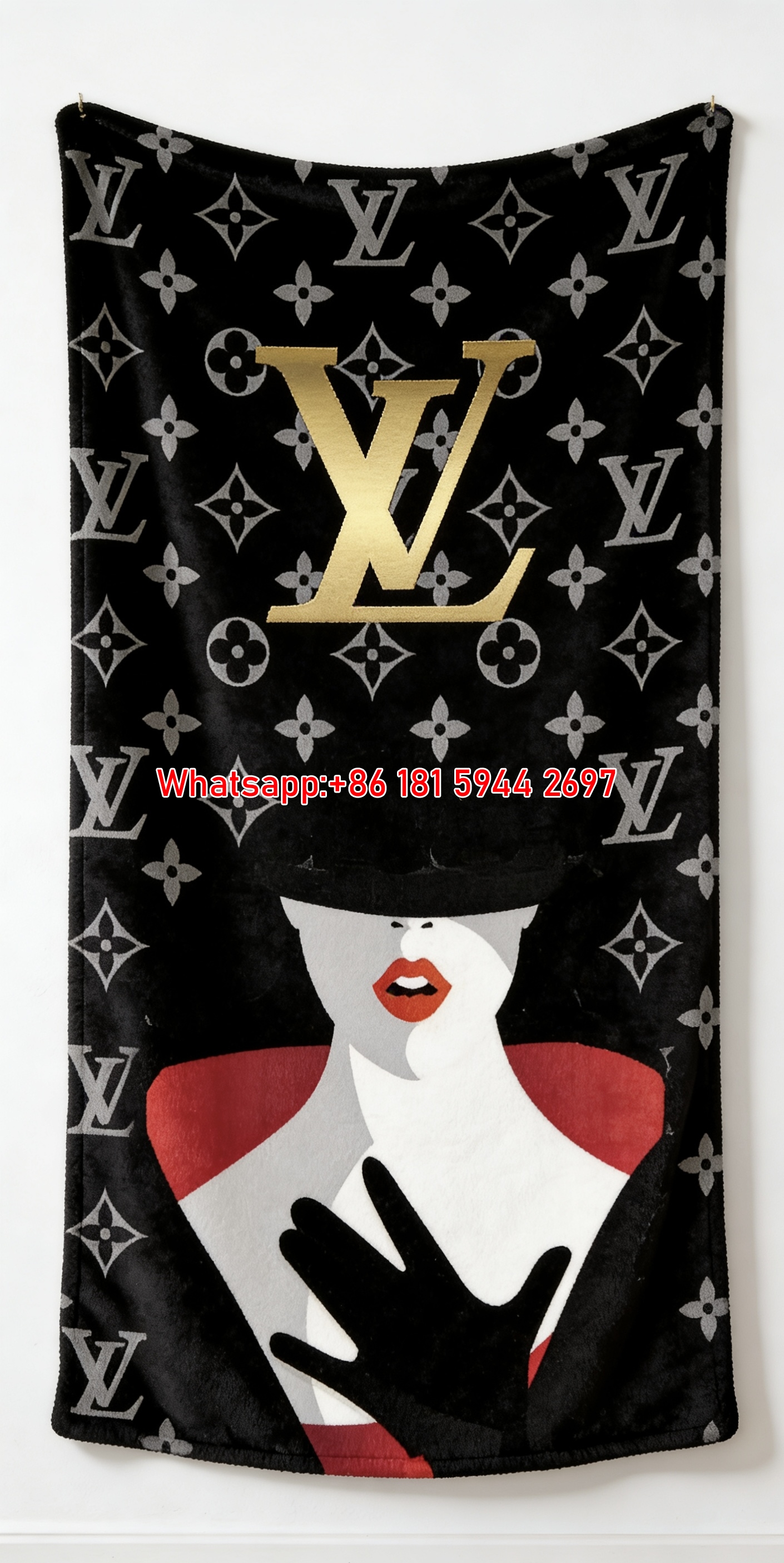 LV Noir Diva Blanket LV Glamour Monogram Throw 072